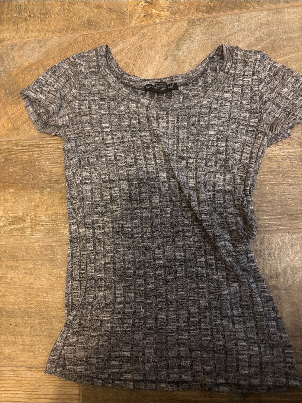 American Dream Gray Textured Short Sleeve Tee